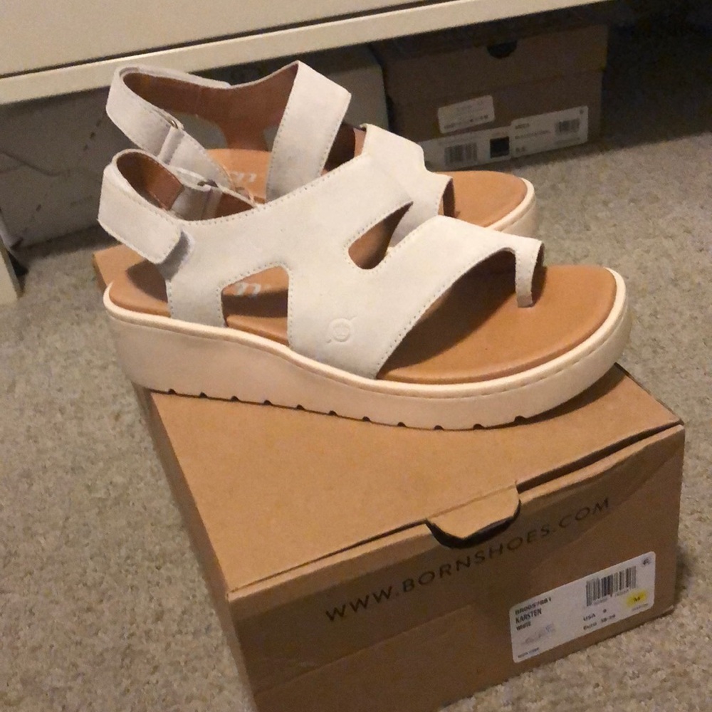 Born White Suede Platform Sandals